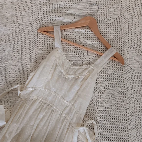 . Vintage Handmade Small Batch Cotton Lace Tie Back Prairie Maxi Slip Dress . - Picture 8 of 16